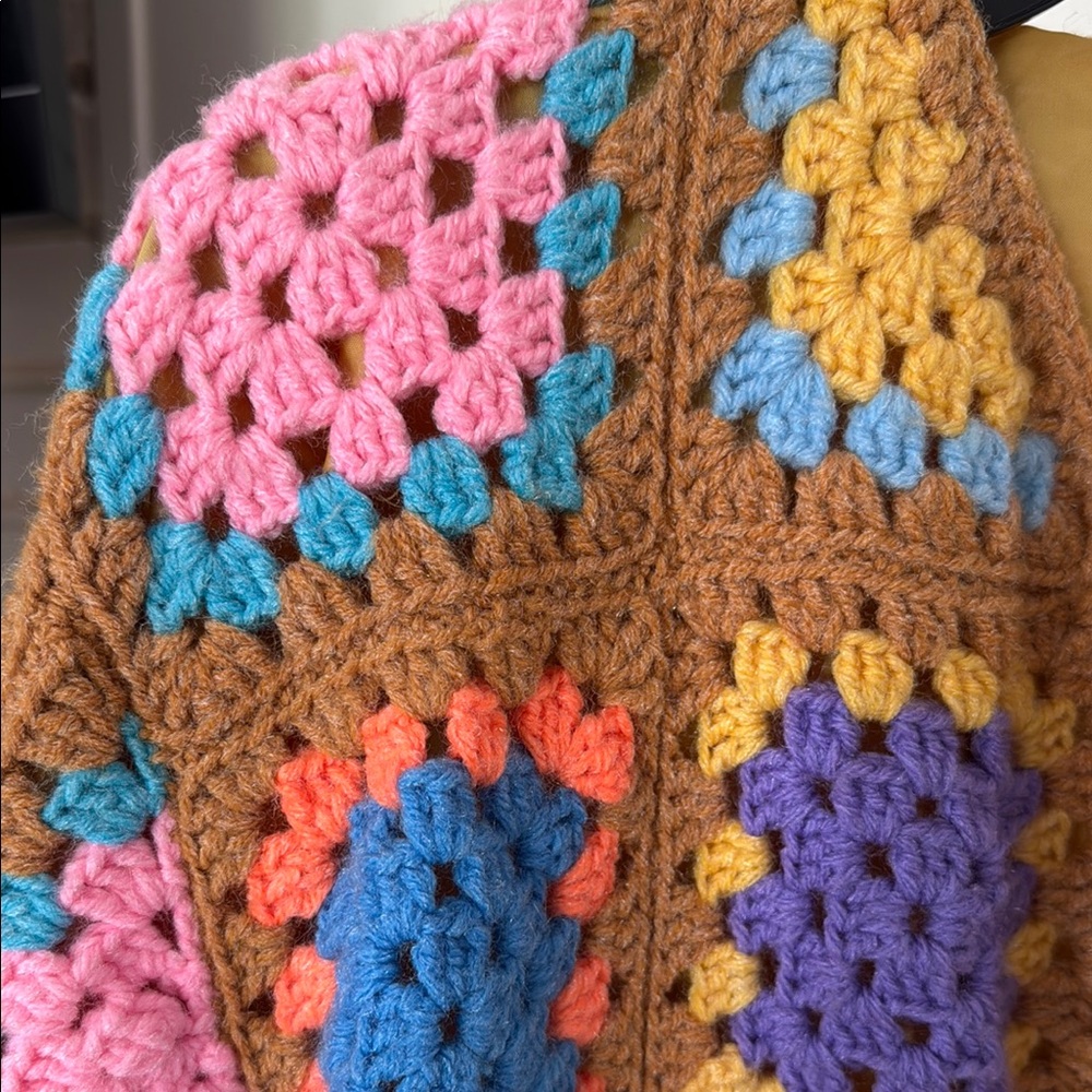 Colorful Crochet Patchwork Cardigan - Picture 2 of 3